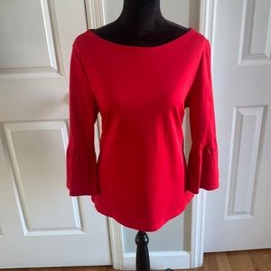 Talbots Red Bell Sleeve Cotton Blouse- Size L